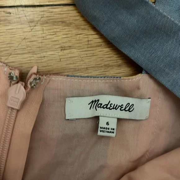 Madewell Women Dress Sherbet Stripe Tie Front Cut Out Button Up - Picture 6 of 7